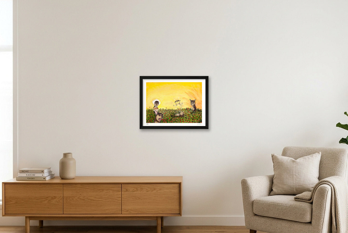 Astral projecting in strawberry fields  — 40×30cm, 16×12" Black Frame