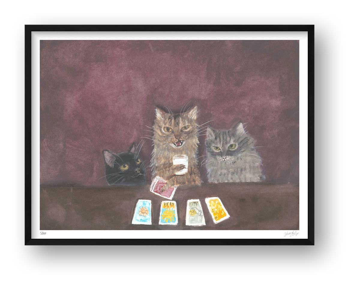 Tarot cats with milk — framed