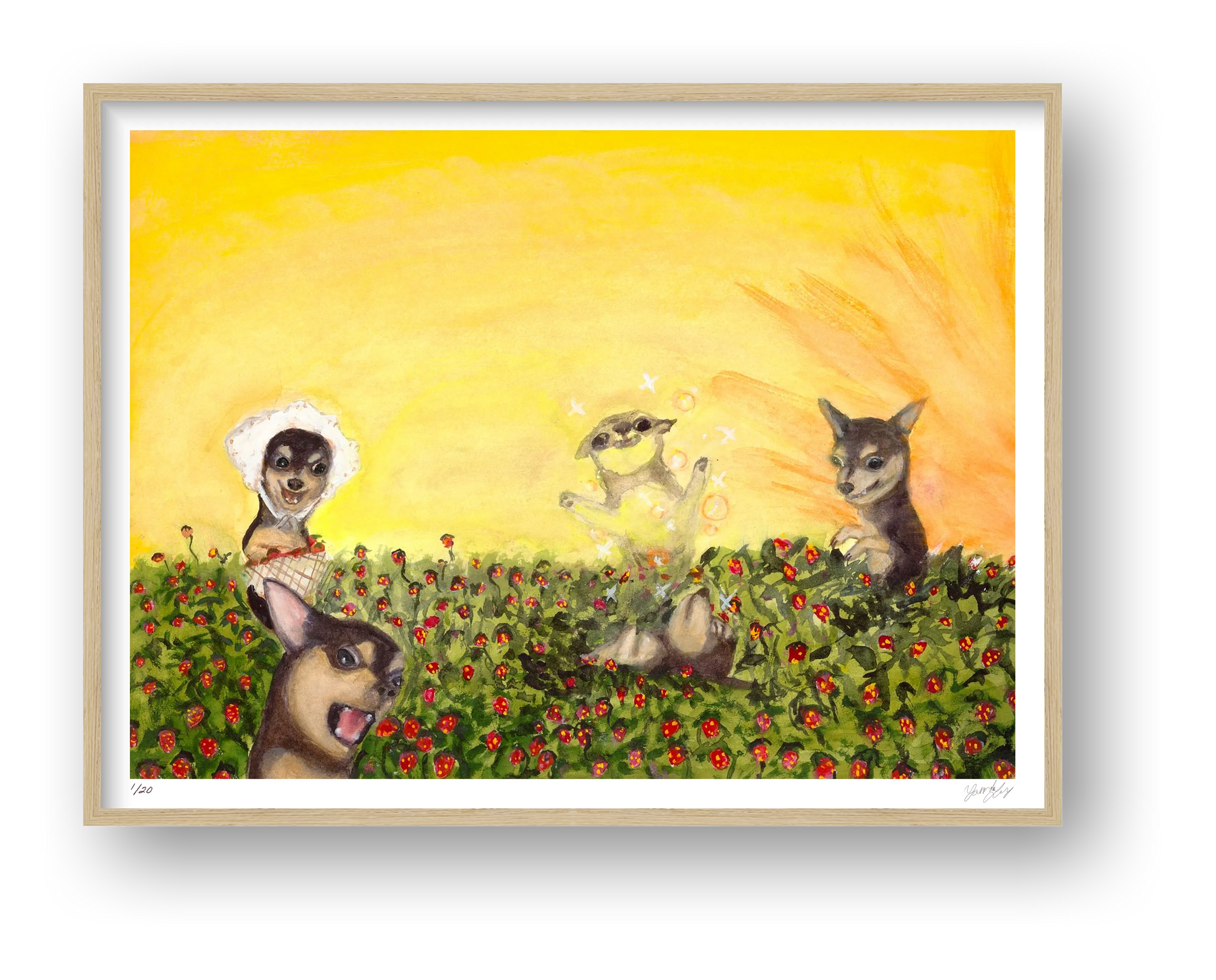 Astral projecting in strawberry fields  — framed