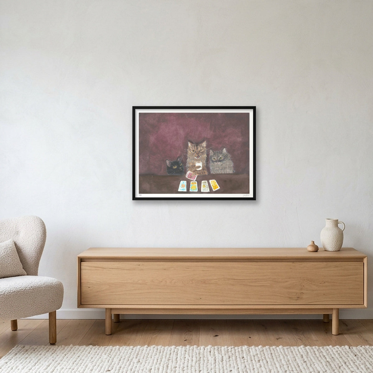 Tarot cats with milk — 80×60cm, 31×24" Black Frame