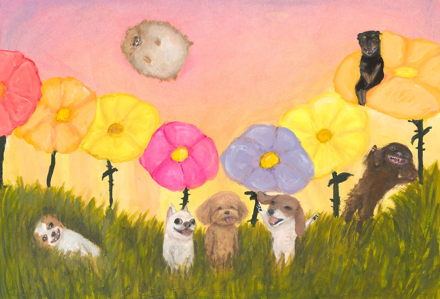 Every dog smiles as you drift by the flowers 