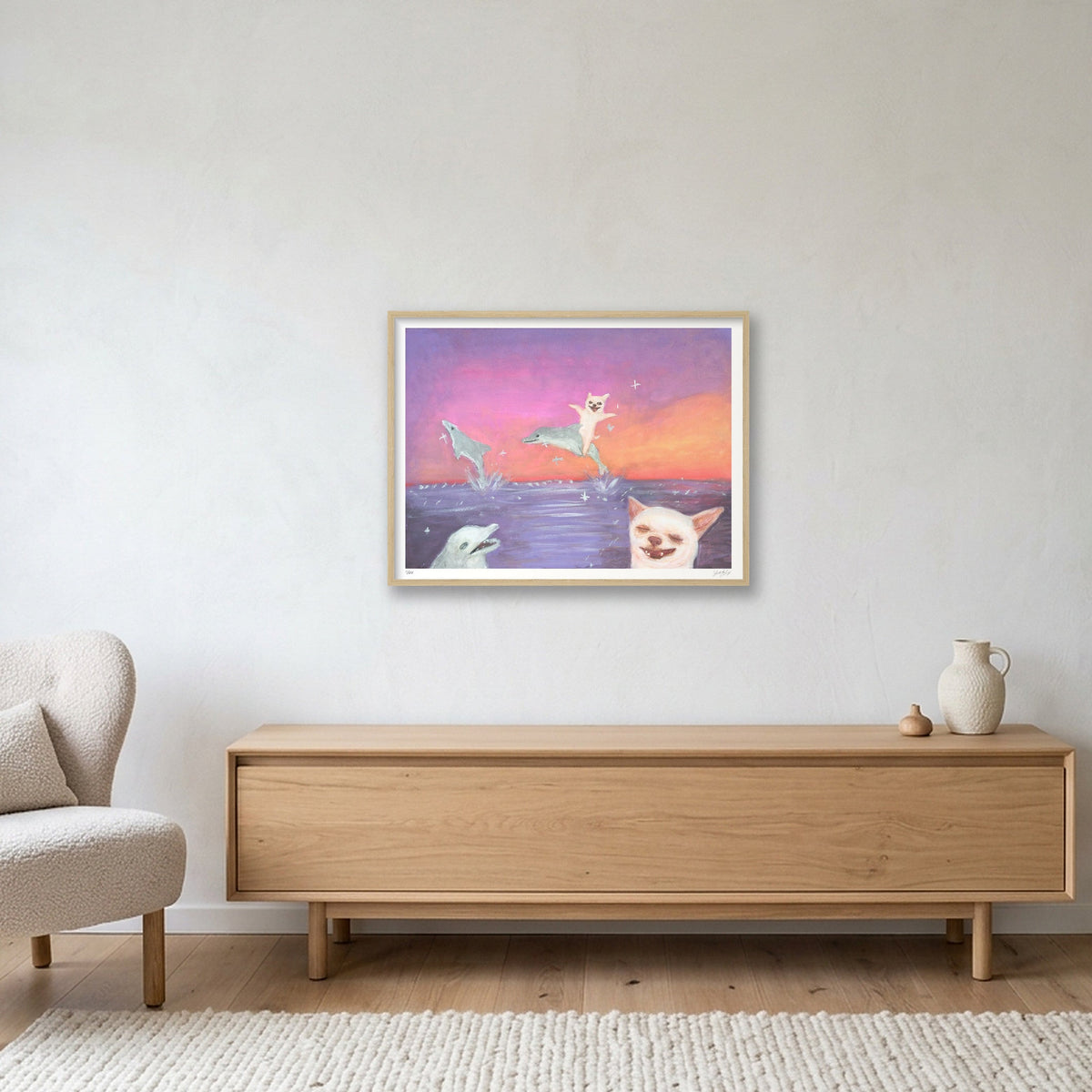 Chiwawas and Dorufins — 80×60cm, 31×24" Oak Frame