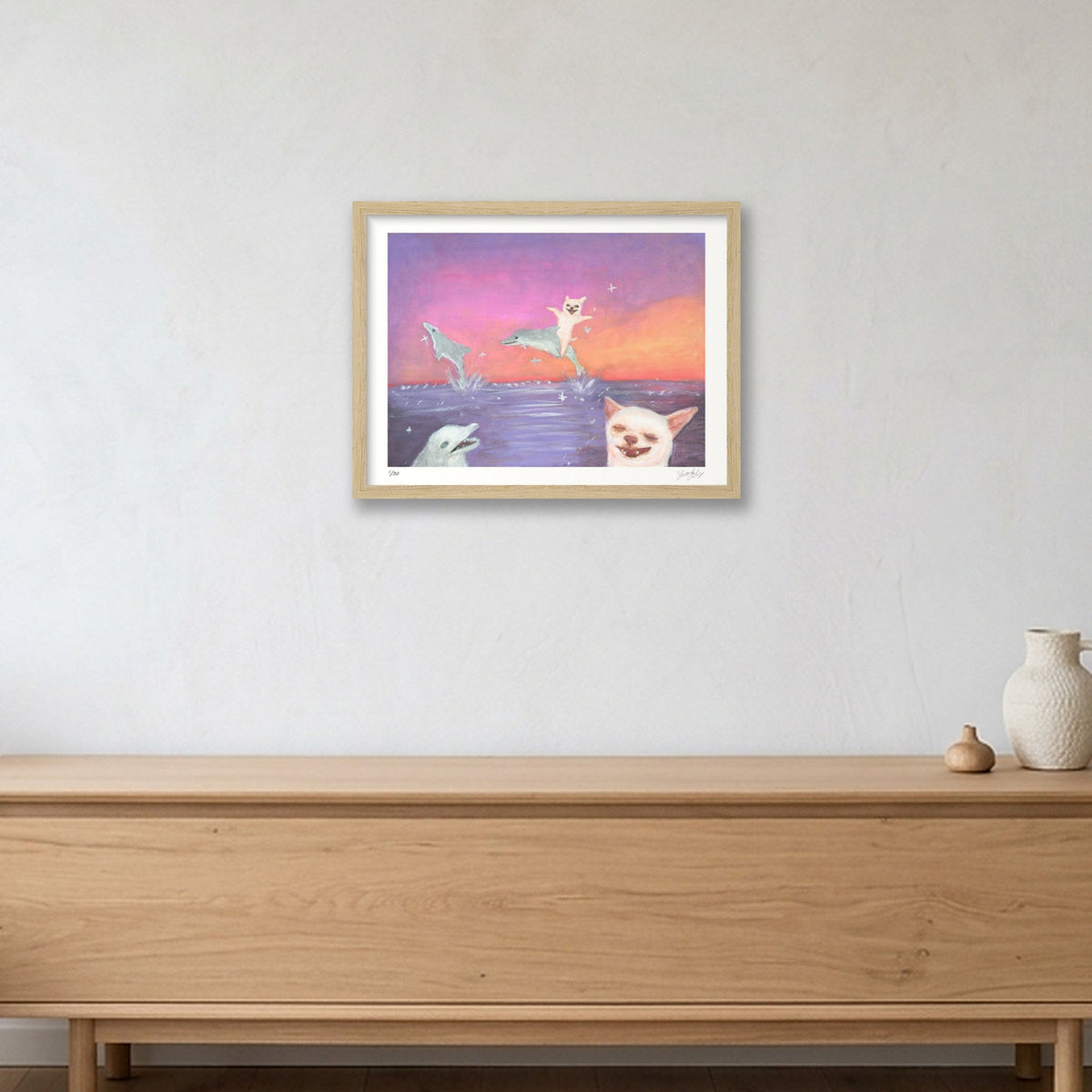 Chiwawas and Dorufins — 40×30cm, 16×12" Oak Frame