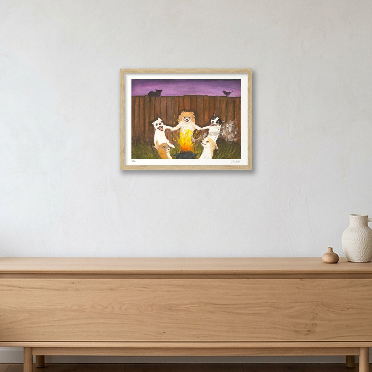 Summer Bonfires — 40×30cm, 16×12" Oak Frame